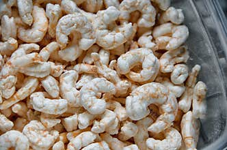 Freeze dried shrimp in a bowl