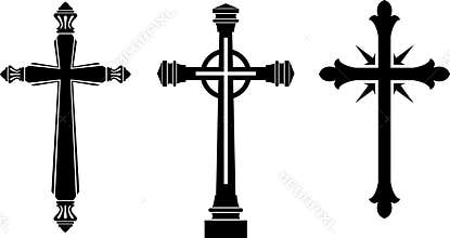 Crucifix or Cross Symbol Silhouette Set