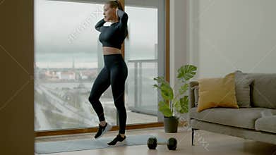 Woman Do Sports in Her Modern Apartment