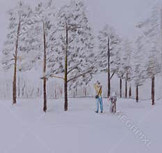 Sketch of winter forest