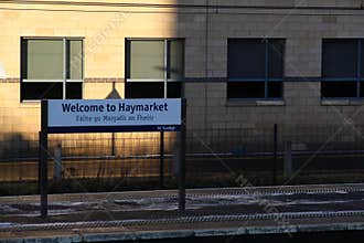 Welcome Sign at Haymarket Train Station