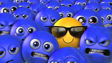 Stand Out in a Crowd Happy Emoji 4K Loop