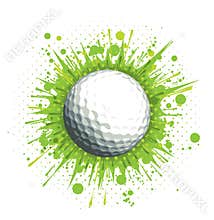 Golf Ball on Green Background