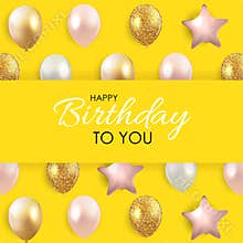 Glossy Happy Birthday Balloons Background Vector Illustration