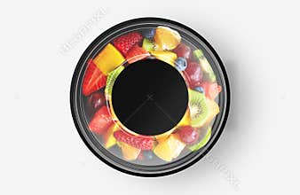 Fruit Salad Food Container With Sticker Mockup