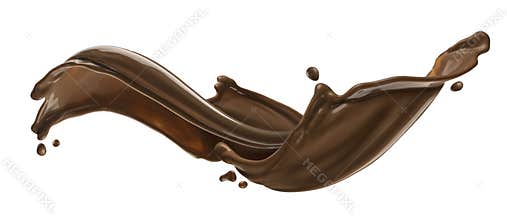Chocolate splash isolated on white background