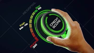 Credit score concept with knob button