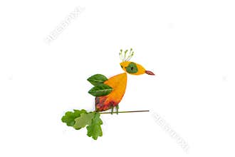 yellow leaf on white background, autumn nature art project for kids, DIY, step 1