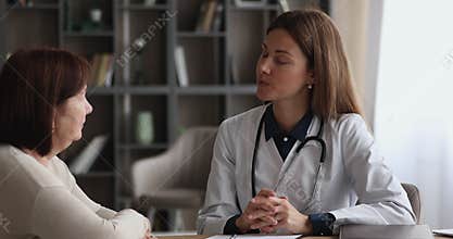 Older woman patient receive consultation in clinic