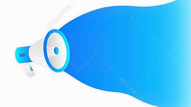 Megaphone UPCOMING EVENTS countdown template with blue objects on white background. Motion graphic.