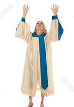 Woman Raising Hands in Praise