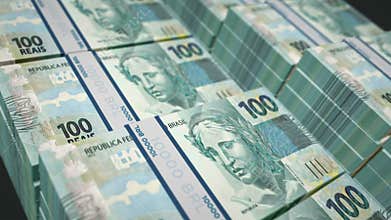 Brazilian Real money banknotes pack seamless loop