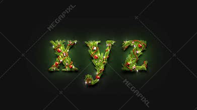 Decorative x y z lowercase xmas font mockup darkness