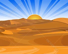 Sunrise (sunset) in desert