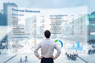 Consulting auditor analyzing Financial Report with Balance Sheet, Income Statement and Cash Flow information. Consultant auditing