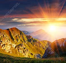 Sunrise in mountains