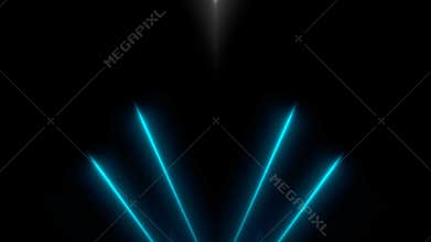 Bright neon beams in darkness, modern neon technology, floodlights, 3d computer generated backdrop
