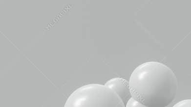 3D animation of Abstract bright white balls background. 4k 3d render for backdrop. Balloon or art bubble atom floating