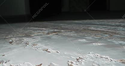 detailed extreme close-up surface finished in beige textured travertini marble