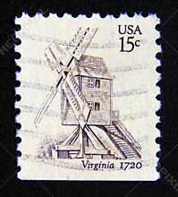 Postage stamp United States of America, USA 1980. Windmill  Virginia 1720