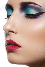 Close-up beautiful model face with fashion make-up