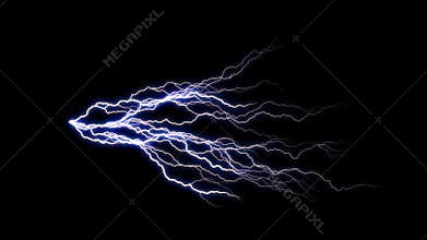 Flashes of lightning. Abstract lightning background. Thunderbolts Isolated on Black Background with Bright Blue Flashes.