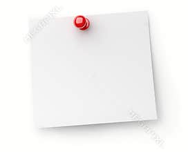 Note paper with red push pin