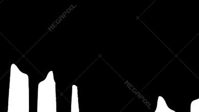 Black stain of paint with trickles flowing down, filling the entire screen space. Ink runs over paper in drips. Blot of