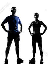 Couple woman man exercising workout
