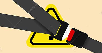 Warning sign, fasten your car seat belts, 4k video, animated and animation. Automotive, driving and safety, alpha matte channel, m