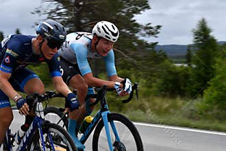 Bicycle Race Two Cyclist Competing With Each Other