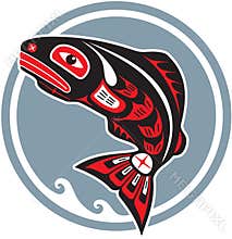Jumping Fish - Salmon - in Native American Style