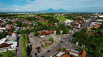 Aerial view of Bus Sukoharjo Terminal, place for people waiting to travel from the source to go with the capability to concentrate