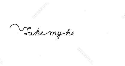 Animated illustration. Continuous One Line script cursive text Take my heart. Hand-drawn minimalist style. 4K video