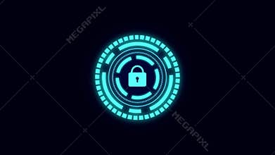 Futuristic, technological elements with cybersecurity web icon. Digital Padlock. Secure access to ensure online privacy and person