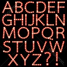 Set of broadway light bulb letters isolated