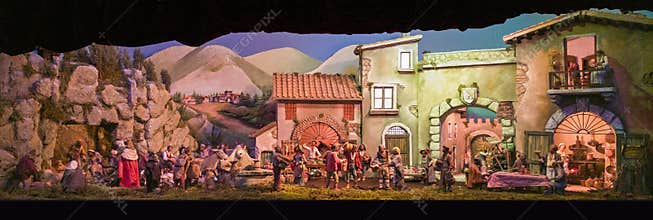 Nativity scene Neapolitan with the representation of the birth of Jesus