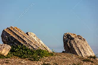 An ancient Greek temple dedicated to the goddess Aphai in Greece on the island of Aegina