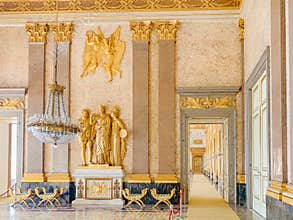 Interior room decorations of The Royal Palace of Caserta, Italy, Europe