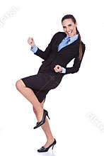 Businesswoman celebrating success