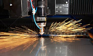 Laser cutting of metal sheet with sparks