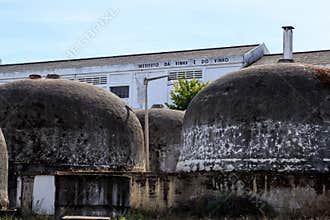 Huge storage tanks near wine factory, Pinhel, Portugal