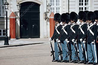 Royal Guard in Amalienborg Castle in Copenhagen in Denmark