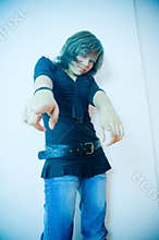 Girl Pointing Fingers