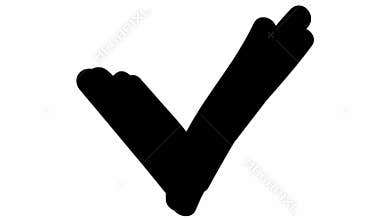 Animated black icon of check mark drawn with marker. Hand drawn symbol appears.