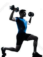 Man exercising weight training workout posture