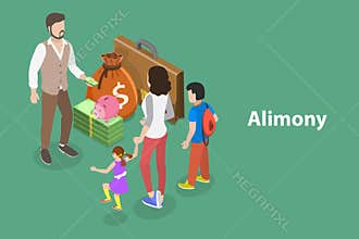 3D Isometric Flat Vector Conceptual Illustration of Alimony