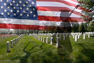 Soldier silhouette and american flag