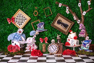 Alice in wonderland decor theme grafic design 3d custom decor