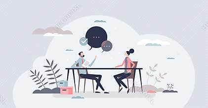 Career counselor and job mentor or guidance expert tiny person concept
